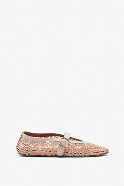 Beige mesh ballet flats