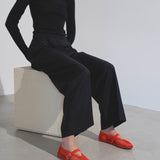 Orange mesh ballet flats
