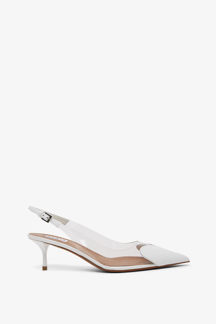 Le Coeur patent white slingbacks