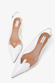 Coeur 55 white patent slingbacks