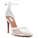 White mesh pumps