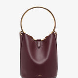 Ring brown leather bucket bag