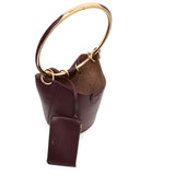 Ring brown leather bucket bag