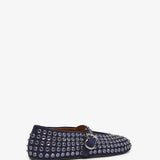 Embellished blue suede ballet flats