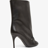 Low black leather boots