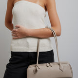 Le Teckel medium greige leather bag