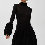 Pleated knit midi skirt