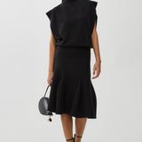 Dark brown sculptural knit midi skirt