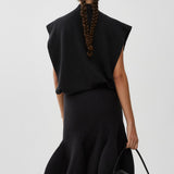 Dark brown sculptural knit midi skirt