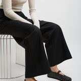 Embellished black suede ballet flats