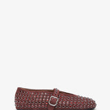 Embellished dark red suede ballet flats