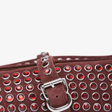Embellished dark red suede ballet flats