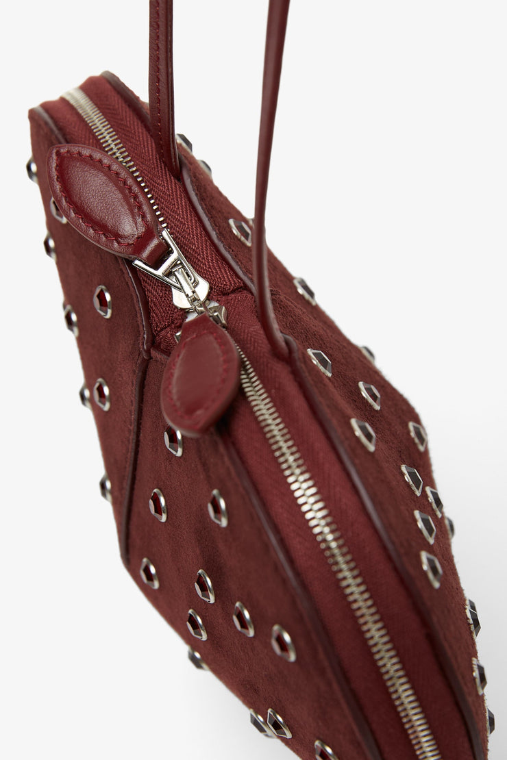 Le Coeur dark red embellished crossbody bag