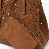 Mina 25 vienne light brown suede tote bag