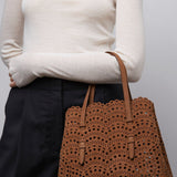 Mina 25 vienne light brown suede tote bag