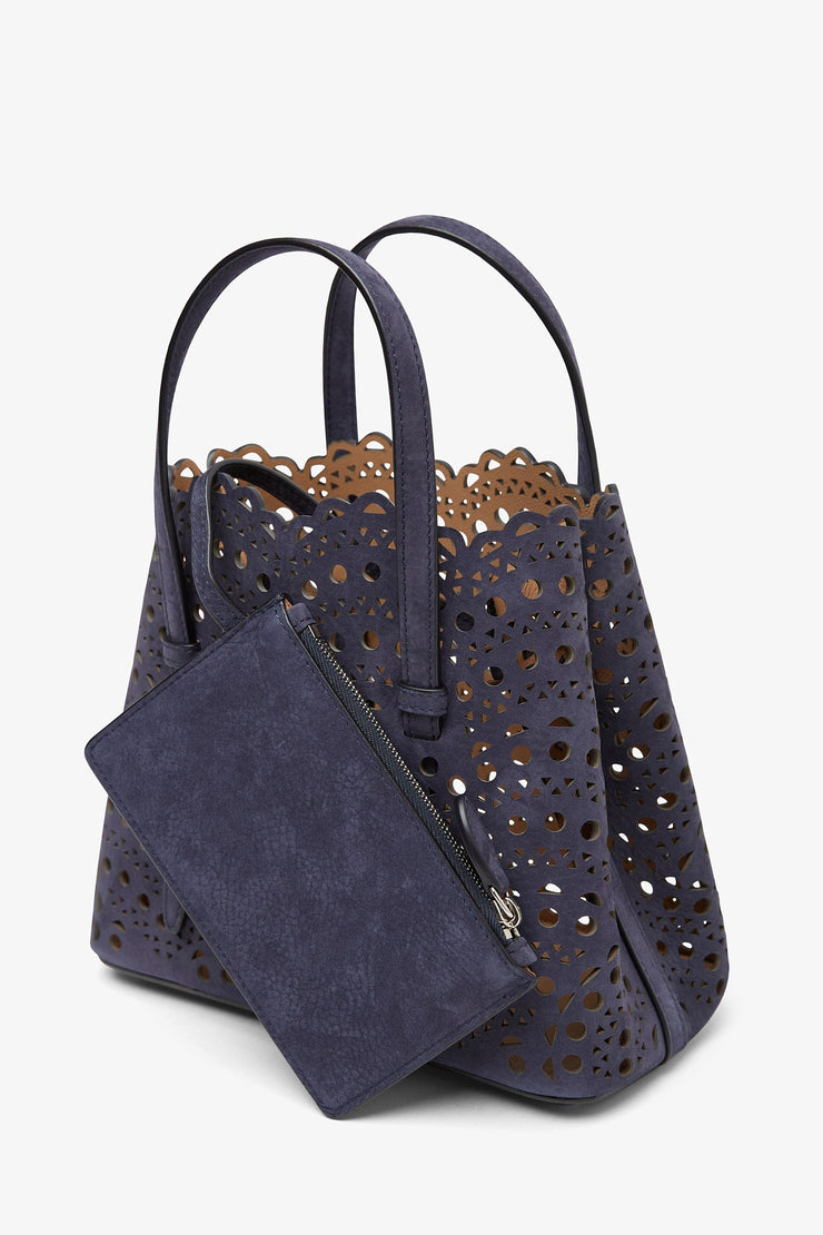 Mina 20 dark blue leather tote bag