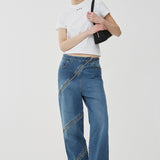 Zip-up wide-leg jeans