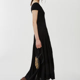 V neck black maxi dress