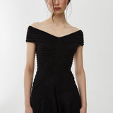 V neck black maxi dress