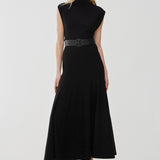 Belted wool maxi dress