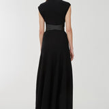 Belted wool maxi dress