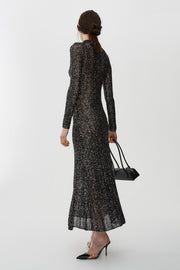 Sequin black and silver long dress