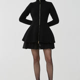 Flared ribbed knit cardigan