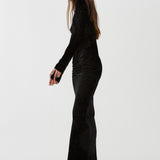 Draped black long dress