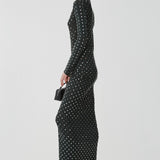 Embellished green jersey dress