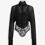 Georgette shirt bodysuit