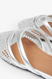 Infradito flat silver mules