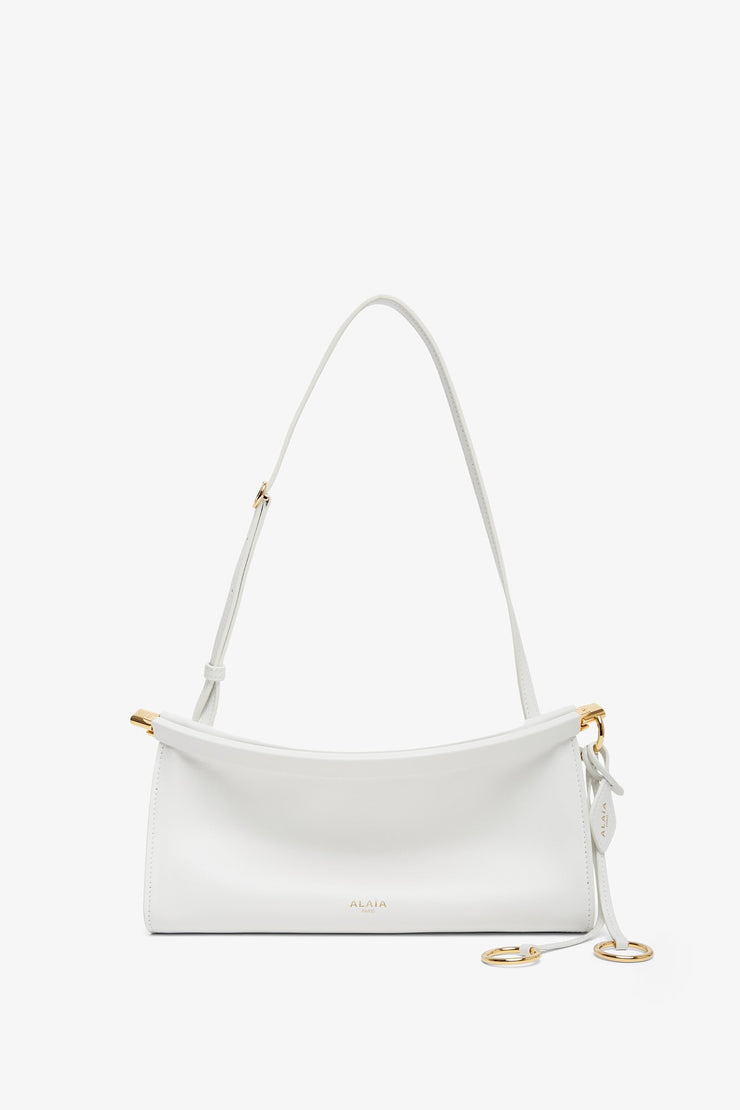 East West S white calf leather bag