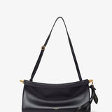 East West S black calf leather bag