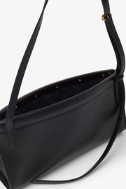 East West S black calf leather bag