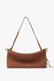 East West M brown nubuck leather bag