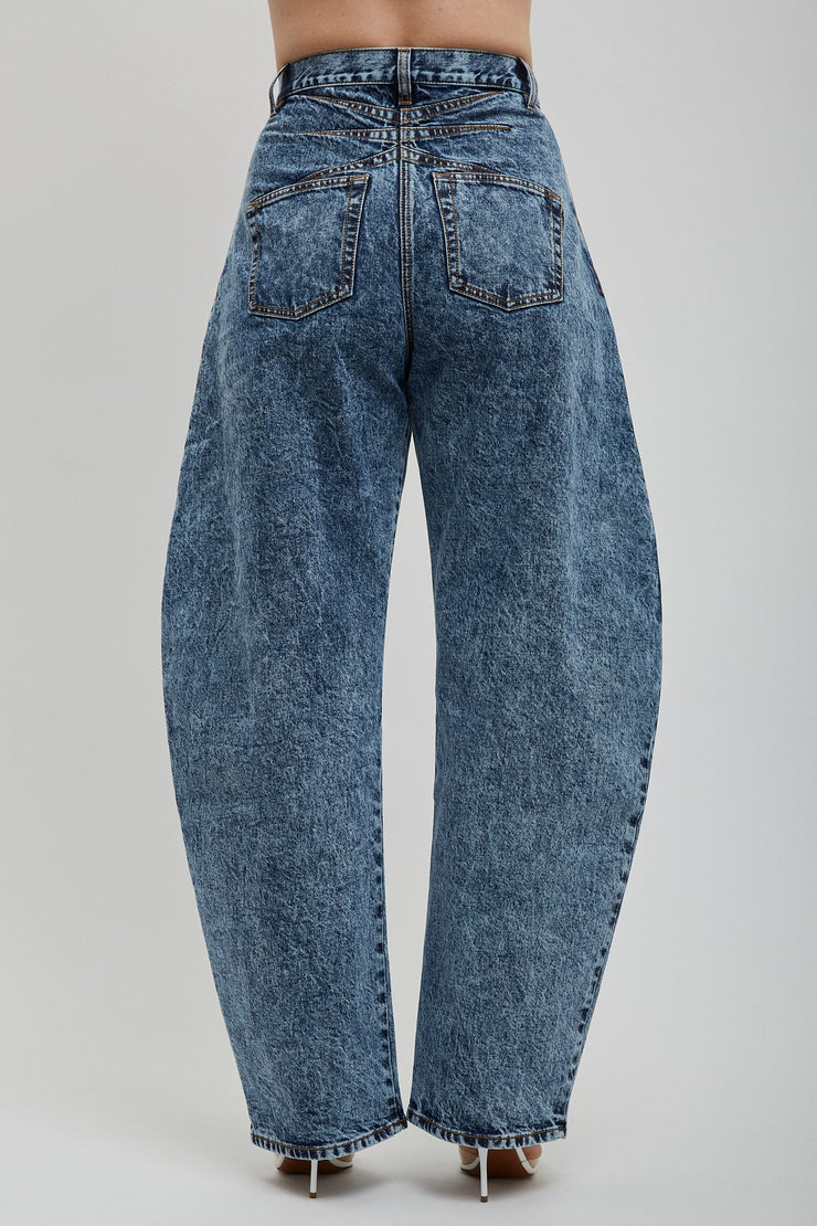 Round denim trousers