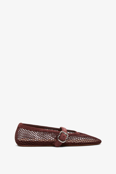 Dark red mesh ballet flats