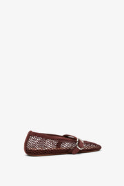 Dark red mesh ballet flats
