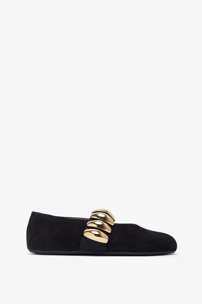 Black jewel ballet flats