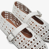 Vienne white leather ballet flats