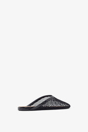 Black mesh flat Mules