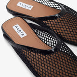 Black mesh flat Mules