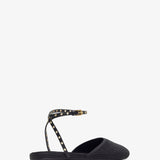 Paper straw black flat sandals