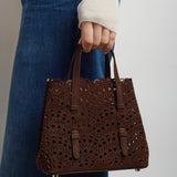 Mina 20 vienne vague dark brown nubuck tote bag