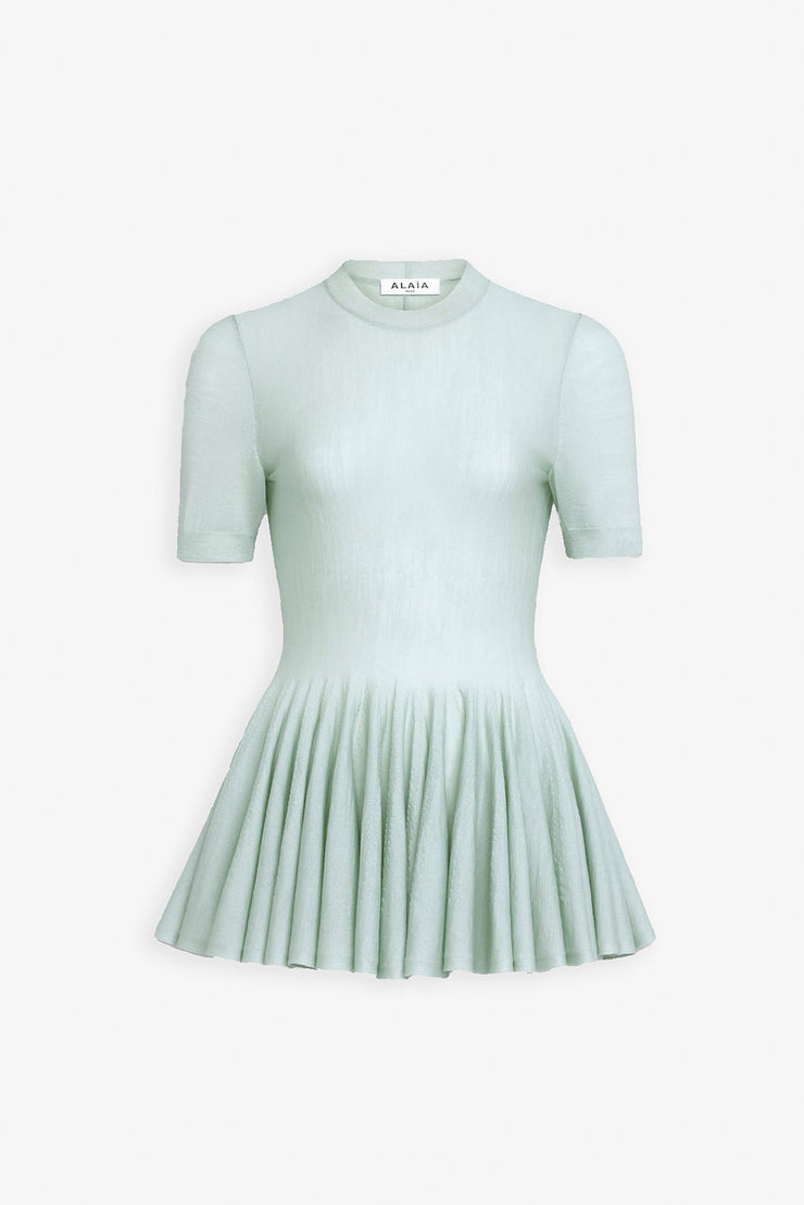 Peplum light blue top