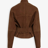 Round brown suede jacket