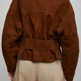 Round brown suede jacket