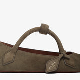 Teckel brown grey suede ballet flats