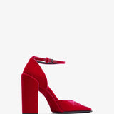Square 90 fuchsia velvet pumps