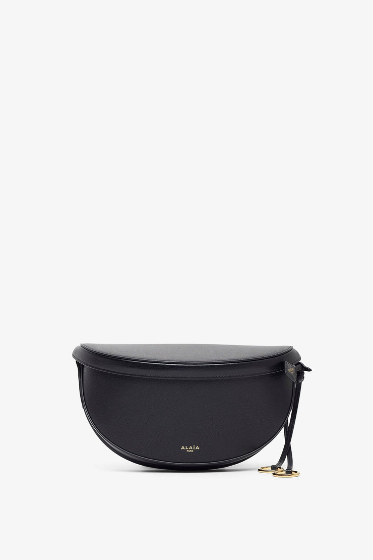 Hip east west black leather bag